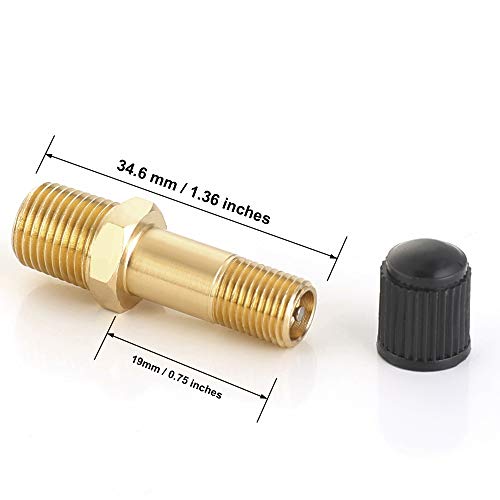 Hromee Air Tank Valve 1/8" MNPT, 4 Pieces Brass Fill Valve with Caps, Using with Compressed Air Tank - size: 1/8" Tank Valve