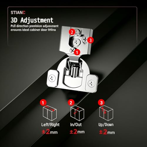 30 Pcs 1/2" Overlay Soft Close Cabinet Hinges 105° 3D Adjustable - size: 1/2”