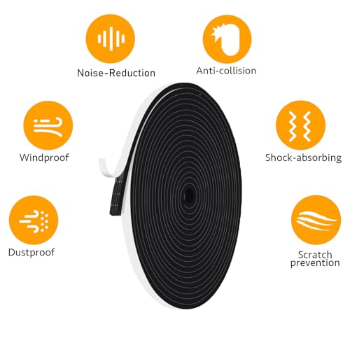 Thin Foam Seal, High Density, Window, Door, Narrow Gaps, 1/4x1/8in - color: Black, size: 1/4 In x 1/8 In x 16.5Ft
