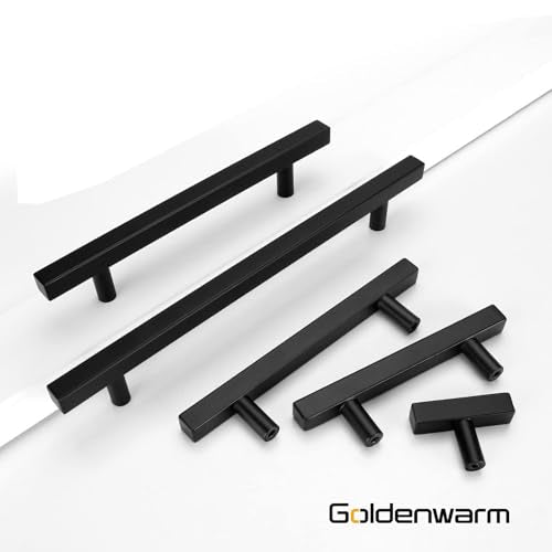 Goldenwarm 10 Pack 2-1/2 Inch Black Cabinet Handles Kitchen Drawer Pulls - color: Black, size: 2-1/2 Inch Hole Center