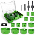 18 Piece Hole Saw Set - High Carbon Steel 19-76mm (3/4" to 3") Blades for Drywall, Softwood, Plastic, and PVC; Professional Grade with Instant Support - size: 18PCS(3/4"to 3"/19-76mm)