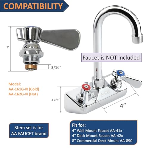 Hot Stem Check with Handle for 4" Hand Sink Faucets (Hot (AA-162G+HDL)) - style: Hot (AA-162G+HDL)