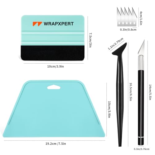 WRAPXPERT Wallpaper Tools, Smoothing Tools for Peel and Stick Wallpaper Applying, DIY Tool Kit for Contact Paper, Vinyl Backsplash, with Smoothing Squeegee, Felt Scraper, Edge Tool, Craft Knife - color: 01 Basic Kit