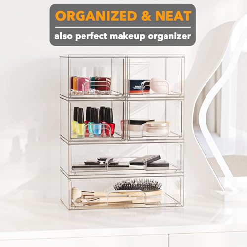 SpaceAid Bottle Storage Organizer Baby - Acrylic Bottles Station Organizer Container, Stackable Clear Drawers for Countertop, Vanity, Bathroom, Cabinet, Pantry Organization, 6 Pack, 4S2L, 15.6"H - size: 15.6"H, 6 Pack, 4S2L