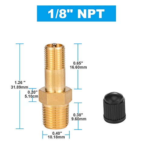 4PCS 1/8" NPT Tank Valve Anti-Corrosion Brass Schrader Valve with Standard Valve Core with 1/8'' NPT Male,Using with Air Compressor Tanks with Sealing Caps - size: 4PCS 1/8" NPT Tank Valve