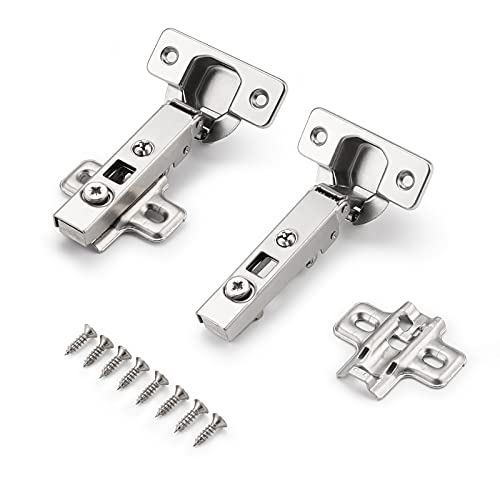 Probrico (4 Pieces Clip On Full Overlay Frameless Furniture Cabinet Door Concealed Hinges Nickel Plated Cabinet Hardware