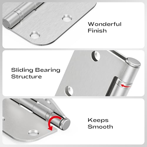 Brushed Nickel Door Hinges 3.5 Inch 5/8" Radius No-Squeak 18 Pack - color: Satin Nickel Ball Bearing, size: 18 Pack