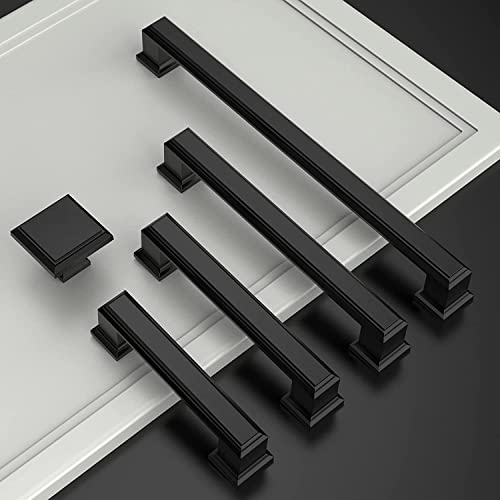 Amerdeco 10 Pack Matte Black 5 Inch(128mm) Hole Centers Kitchen Cabinet Pulls Cabinet Hardware Kitchen Handles for Cabinets Cupboard Handles Drawer Pulls | Cabient Hardware Kitchen Cabinet Handles for Bathroom Drawer Pulls Dresser Pulls ZH0001 - color: Ma
