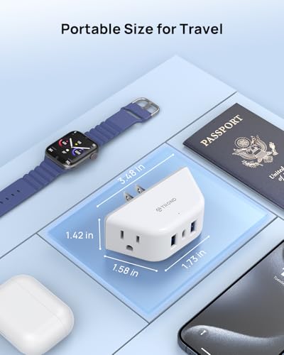 TROND Outlet Extender with USB, 2 AC Sockets and 3 USB Ports - color: White, size: 2A2U1C-3 Prong Plug,1 Pack