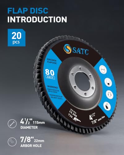 S SATC 20PCS Flap Discs 4 1/2 for Angle Grinder High Performance Grinder Flap Disc 80Grit Type 29 - style: 80 Grit