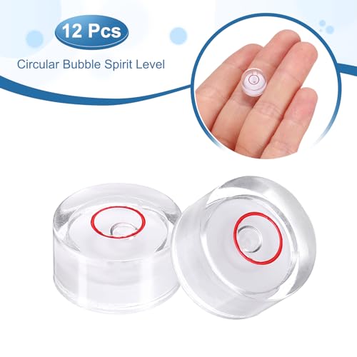 HARFINGTON 12pcs Circular Bubble Spirit Level 12x6mm Mini Round Bubble Spirit Level Little Measuring Layout Tools for TV Industrial Carpentry Picture Frame, White/Red - color: White/Red, size: 12x6mm