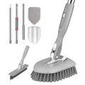 SetSail 4-in-1 Tile Tub Floor Scrubber with V-Shaped Grout Brush, Gray - color: Gray, size: 2 Pads + V-Shaped Brush