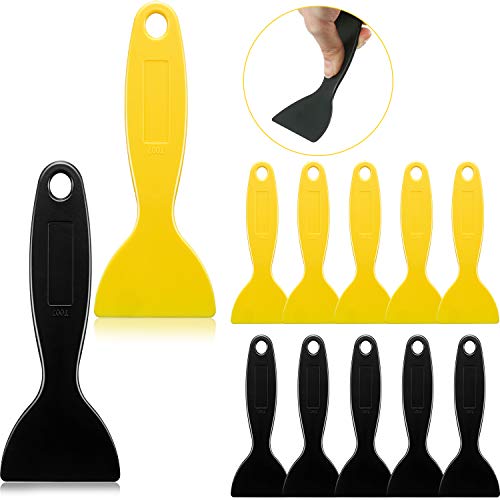 Mudder 12 Pieces Plastic Spatula Putty Knife Scrapers, Black, Yellow - color: Black, Yellow