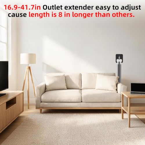 Outlet Extender 17-41in，Upgrade Stable USB-A&USB-C Wall Outlet Extender Made of Fireproof Material，Wall Plug Extender Anti-Wires-Chaos，with 4 Fixed Angles Suit for Outlet Behind Desk, Sofa（Black） - color: Black 17-41in