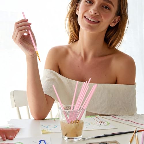 ESRICH 200PCS Pink Paint Brushes, Paint Brush for Acrylic Painting - color: Pink, size: 200