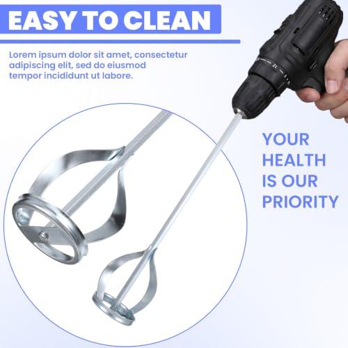 Set of 3 Paint Mixer for Drill, Paint Stirrer for Epoxy Resin, Mud, Cement Blades, 15.7" Mixing Paddles & 2.3" Impeller, Silver