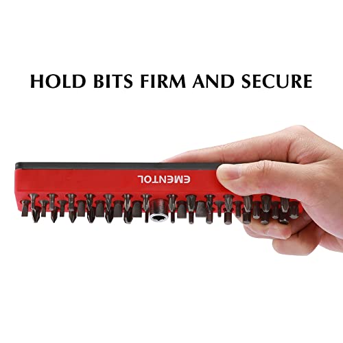 EMENTOL 1/4" Magnetic Bits Holder - Red, 43PCS Hole, Bit Organizer with Strong Magnetic, Magnetic Bits Organizer - color: Red, size: Hex Bit Holder