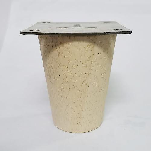 2.5 Inch Wooden Furniture Legs, Solid Wood Cone Shaped Furniture Feet,Table/Cabinet Legs/Desk/Sofa/Bookcase Bun Feet, DIY Wooden Round Legs with Mounting Plate & Screws Set of 4 (2.5 Inch) - size: 2.5 Inch
