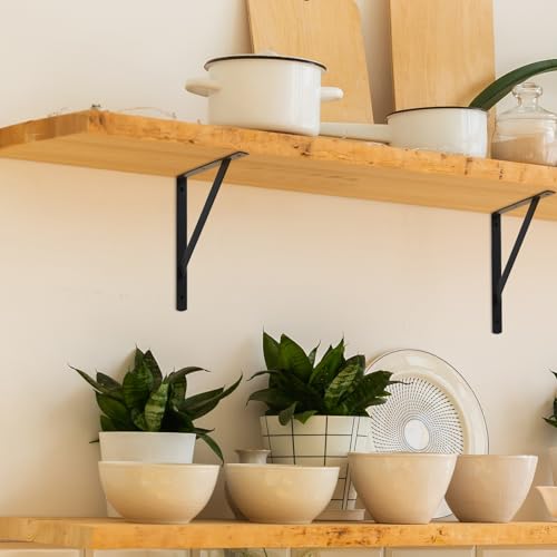 8 Pcs Heavy Duty Shelf Brackets, Floating Metal Shelf Brackets, Metal Wall Mount L Shaped Shelves Support Angle Brackets for Heavy Duty Floating Shelves Shelf Brackets (11.81 inch x 7.48 inch) - size: 11.81 x 7.48 inch Black