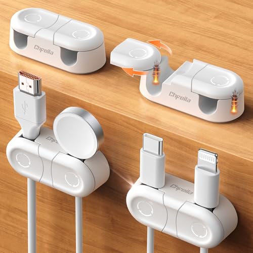 Chfeila 4Pack Magnetic Cable Clips, Dual Slot Cable Holder Clips, White - color: White-4Pack