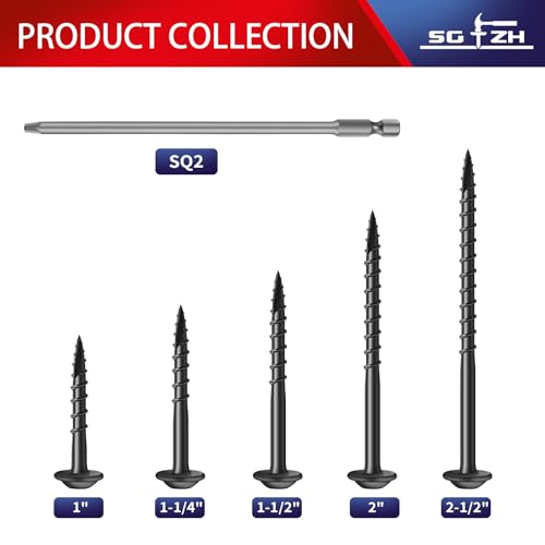 Pocket Hole Screws #8 x 1 Inch (427Pcs) 2lb. Carbon Steel, Black, Washer Head, Coarse Thread, Square Drive,150MM Drive Bit Included - color: Black, size: #8 x 1"