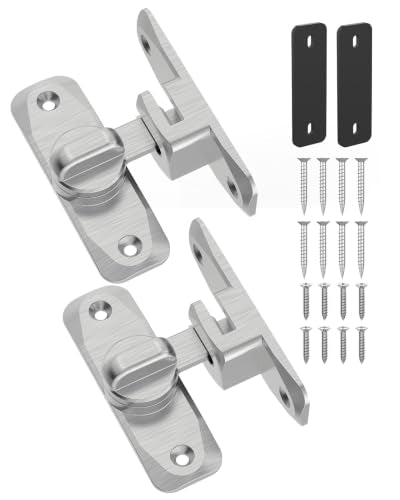90/180 Degree Barn Door Latch Lock with Spacer, Silver, 2 Pack - color: Silver-2Pcs