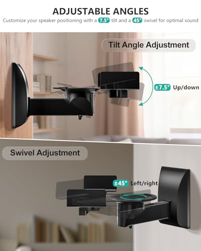 WALI Surround Sound Speaker Wall Mount with Adjustable Swivel Tilt Angle - size: Standard
