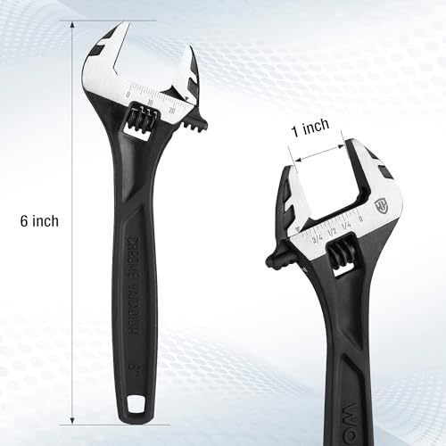 WORKPRO 6" Adjustable Wrench, Black Oxide Finish, Cr-V Steel - color: Black, size: 6 inch