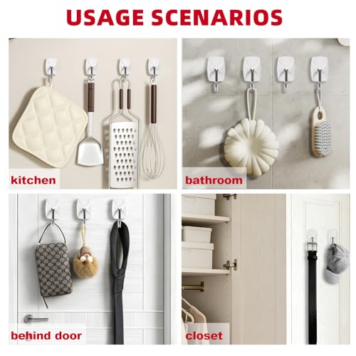 JulyWind 25 pcs Small wall Hooks for Hanging, Heavy Duty Towel Hanger for Bathroom with 28 no Damage Adhesive Removable Strips, Dorm Essentials forwreath,hat,Coat