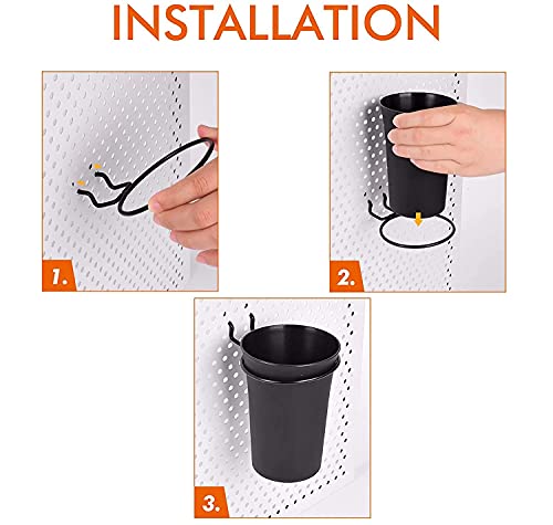 Pegboard Cups With Loops, 9 Pack Peg Board Pencil Holder & Tool Organizer - color: Black