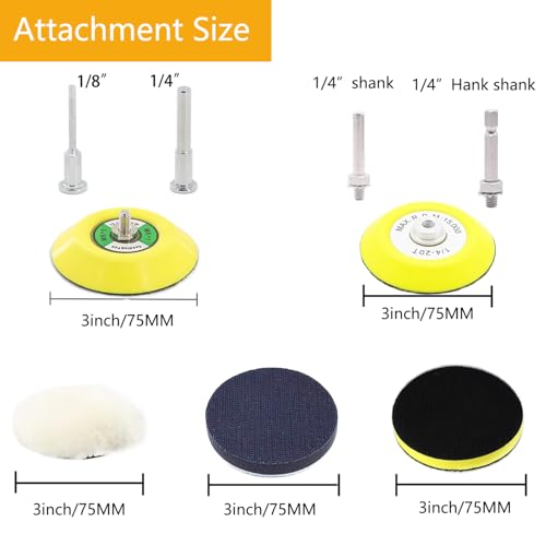 134Pcs Sandpaper 3Inch Sanding Disc Drill Polishing Kit, Wet Sanding Paper Headlight Restoration Kit, 60-10000Grit Hook & Loop Sandpaper Set for Car Wood Metal Glass Resin Expoxy - style: 3inch-134pcs
