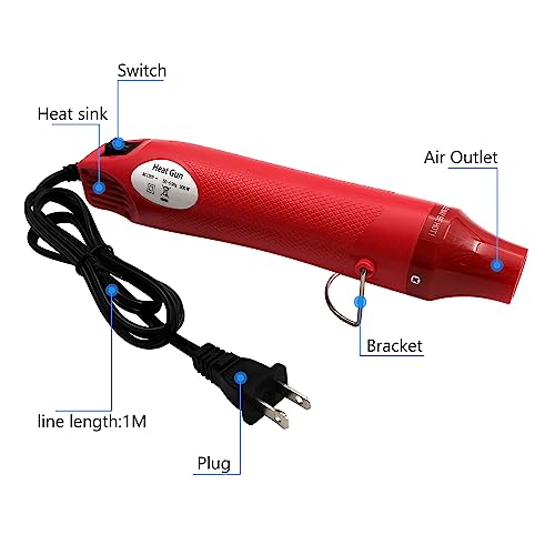 Heat Gun, Mini Hot Air Gun for DIY Crafts Portable Heat Air Gun Tool for Embossing Shrink Wrapping Drying Paint - color: Red