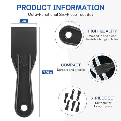 6 Pack Putty Knife,2'' Plastic Paint Scraper Set,Flexible Spackle Knife for Spackling,Putty Scraper Tool for Wall Repair,Drywall,Tamales Making,Glue Spreader - color: 2''