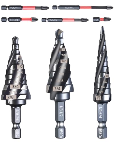 Unibit 1/8-7/8 Inch 8 PCS M35 Step Drill Bits W/Magnetic Screwdriver - color: Black