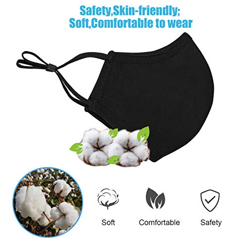 comfso Black Cloth Face Masks for Adults Washable Fabric XL Large Reusable - style: Extra Large/XL for Big Face Women/Men