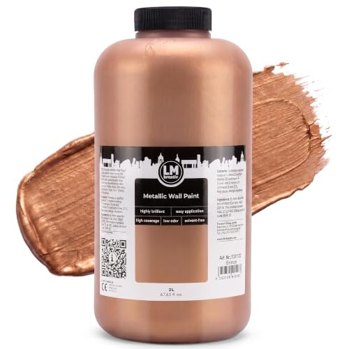Metallic Wall Paint 67.62 fl oz - Bronze - Stunning Metallic Shine for Stylish Interiors, Easy to Apply, Water-Based, Perfect for Creative Wall Designs & DIY Projects - color: Bronze