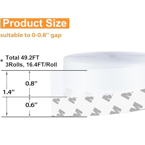 49.2 Ft Weather Stripping Door Seal Strip Tape,Silicone Door Draft Stopper,Self Adhesive Shower Door Bottom Seal, Door Insulation Strip for Door Frame Windows and Glass Gaps (Transparent, 35mm) - size: 1.4 in x 49.2 ft
