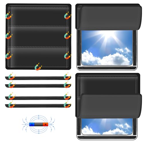 RV Skylight Cover, Magnetic Vent Cover for Roof16 ¼ (L) x 16 ¼" (W), RV Window Blackout with UV Protection and Foldable Magnet Design, Waterproof Fabric, Reflective - color: Black, size: 1 Pack (16.25"L x 16.25"W)