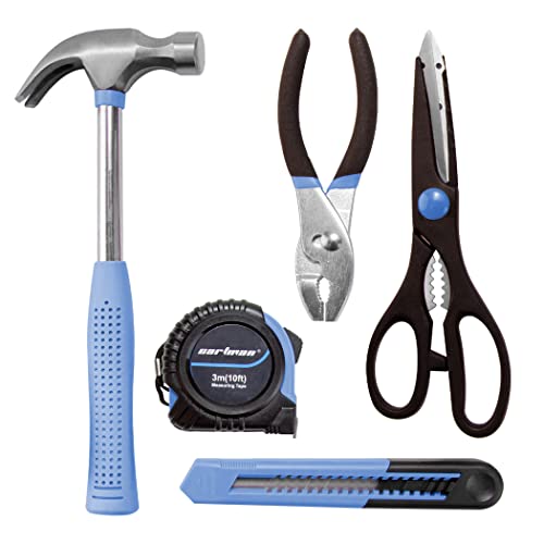 CARTMAN Complete Household Tool Set, Blue Hand Kit With Storage Case - color: Light Blue
