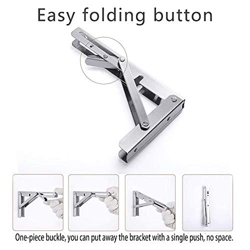 16 Inch Folding Shelf Brackets, 2 Pack Stainless Steel Heavy Duty L Bracket - color: Silver, size: 16 Inch