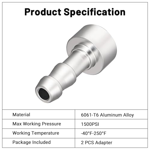 EVIL ENERGY 1/4" Weld On Hose Barb Tail Nipple On Bung Fitting Adapter Natural Aluminum 2PCS - size: 1/4 barb
