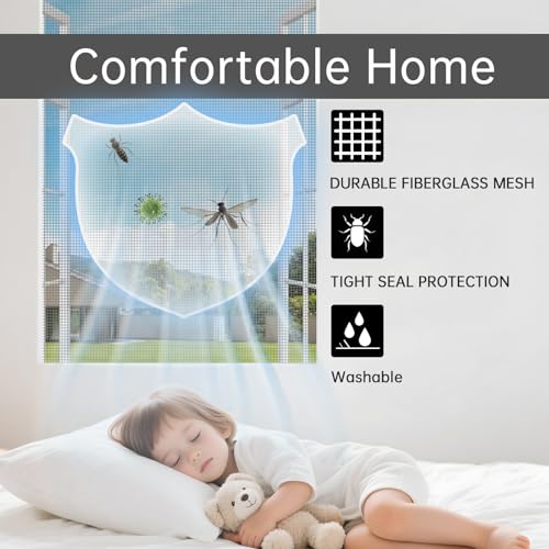Window Screen Door Repair Kit,Include 59"×106" Black Screen Mesh+ 2 Steel/Nylon Roller+32Ft Spline+8 Clips+Hook+Non-Slip Gloves,7 in 1 Window Mesh Kit for Windows Doors Patio and Porch Replacement - size: 59"×106" Mesh+Tool