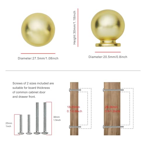 AVICCI 10 Pack Cabinet Knobs Brushed Gold Heavy Duty Solid Cabinet Handles cabinets Dressers Kitchens Handles Bathroom cabinets Cabinet pulls - color: Brushed Gold, size: Knob-10Pcs