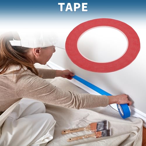 Painters Tape Easy Removal Fine Width 1.5mm Tape 0.06 Inches x 52.5 Yards Red - color: Red, size: 0.06 Inches x 52.5 Yards