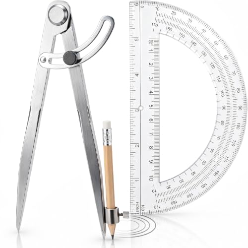 8 Inch Professional Compass for Woodworking with Wing & Protractor, Clear - color: Clear, size: 8 Inch