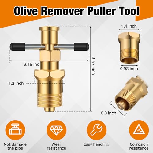 4 Pcs Angle Stop Wrench Kit Plumbing Tool, Olive Ring Removal Tool with Diameter of 1/2", 3/4", Compression Sleeve Puller for 1/2" Compression Fitting, Install Angle Stop Nut (Olive,Grey) - size: Grey, style: Olive