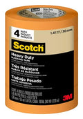 Scotch Heavy Duty Painter's Tape, 4 Rolls, 1.41 in x 60.1 yd, for Use On Vinyl, Carpet, Metal, & Plastic, Indoor & Outdoor Masking Tape, Bonds Aggressively, 3-Day Clean Removal (2020+-36AP4) - size: 1.41" Width, style: 4 rolls