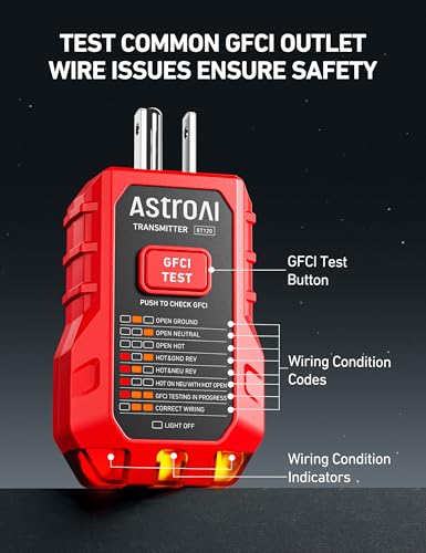 AstroAI Circuit Breaker Finder Tool with GFCI Outlet Tester for 90–120V AC