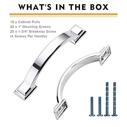 10 Pack 3 inch Cabinet Pulls Polished Chrome Cabinet Handles Drawer Pulls for Kitchen Cabinet Cupboard - color: Polished Chrome, size: 3 inch（76mm）, style: 10 Pack