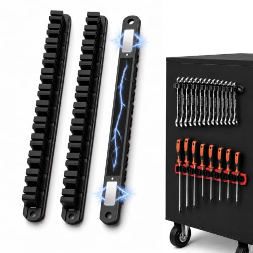 Heavy Duty Magnetic Screwdriver & Wrench Organizer, 36 Slot Tool Holder - color: Black, size: 36-Slot